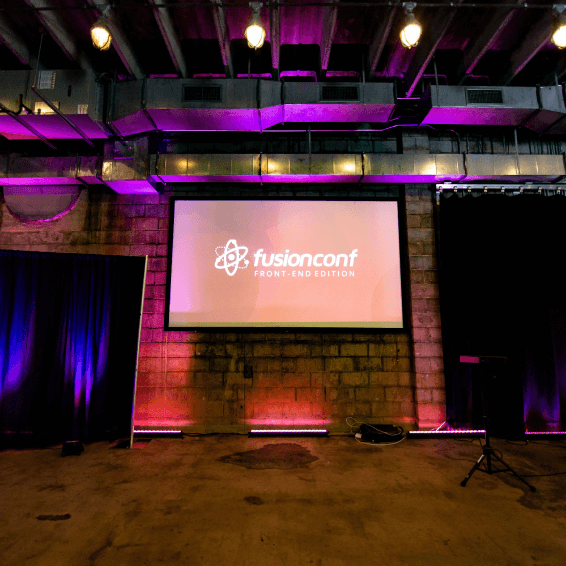 FusionConf stage with Front-End Edition branding